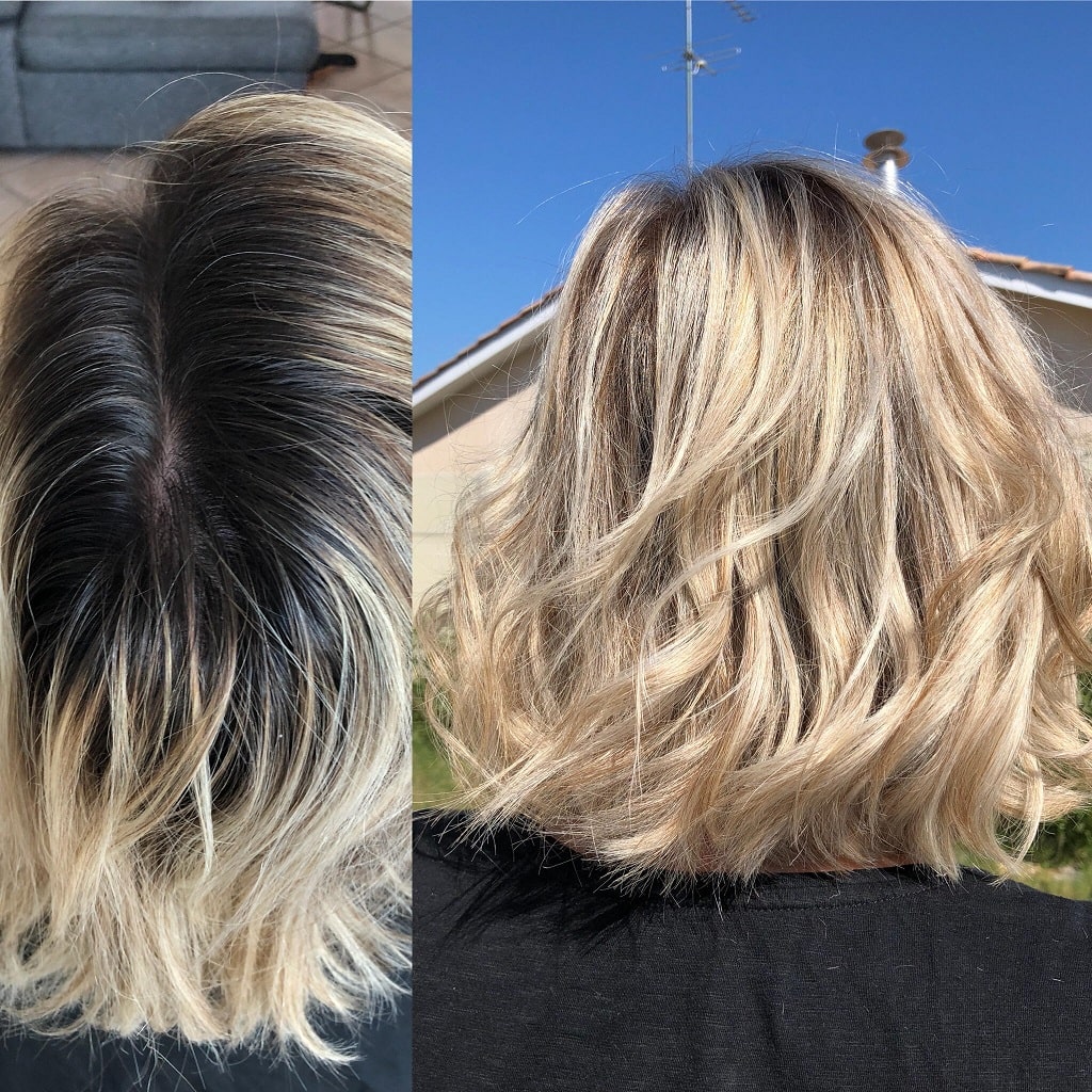 Avant et après la prestation chez Camille Beauty