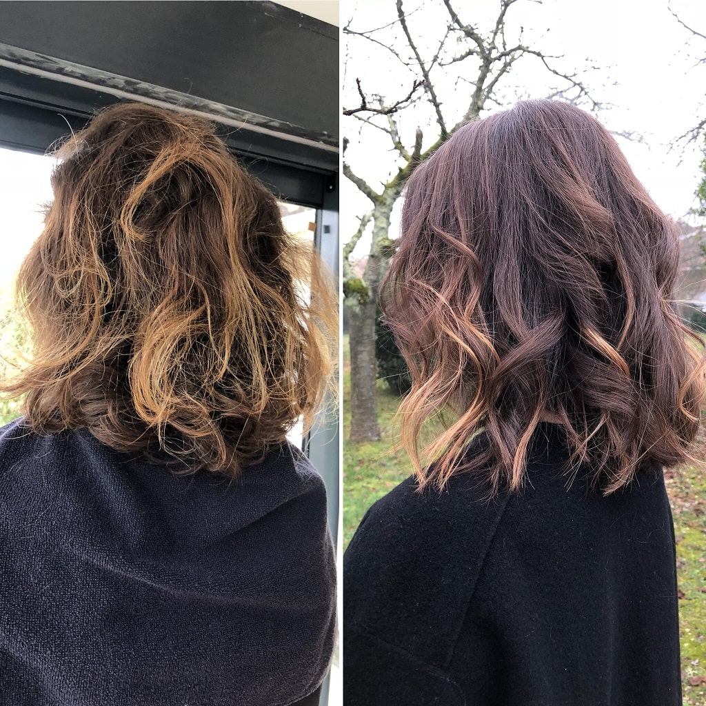 Avant et après la prestation chez Camille Beauty
