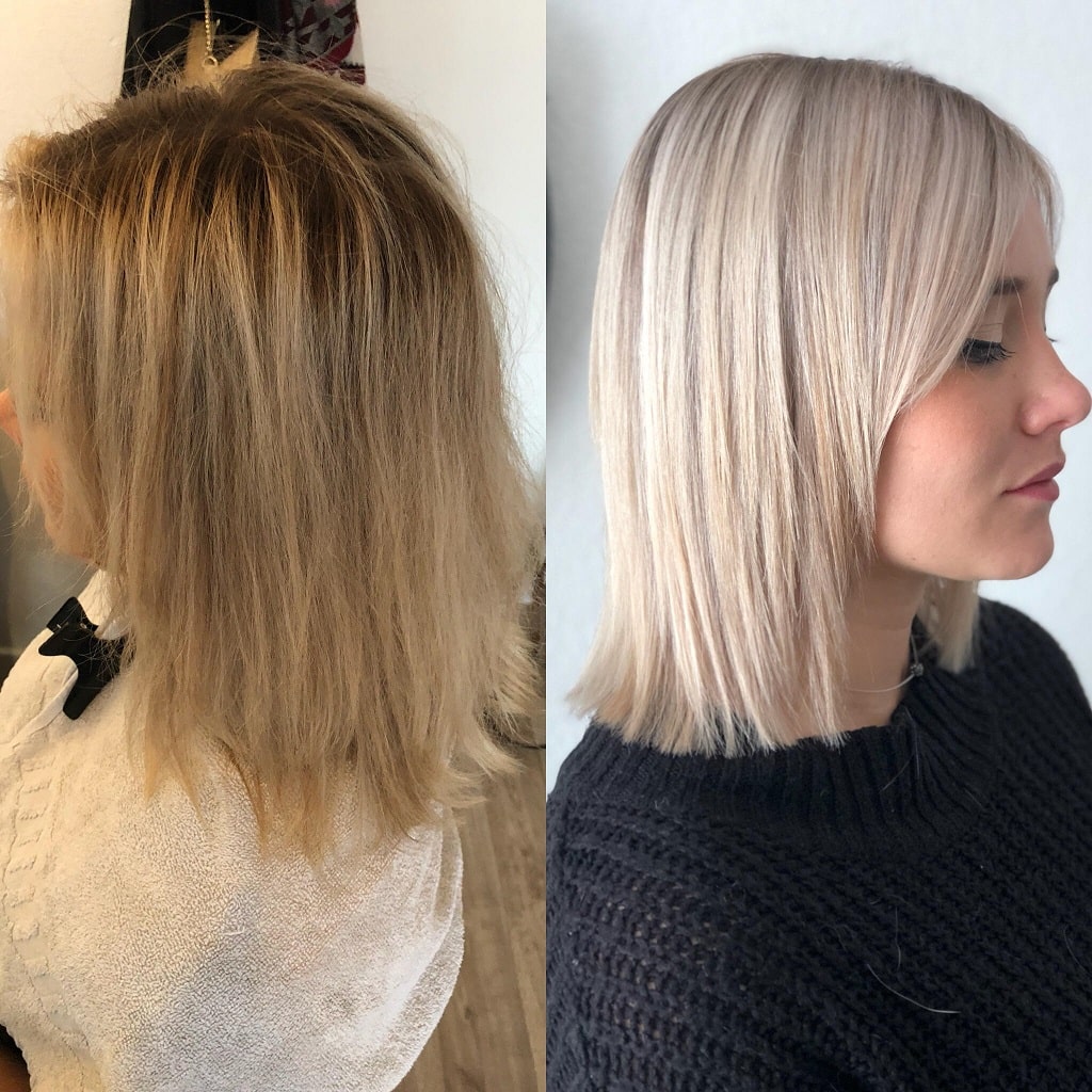 Avant et après la prestation chez Camille Beauty