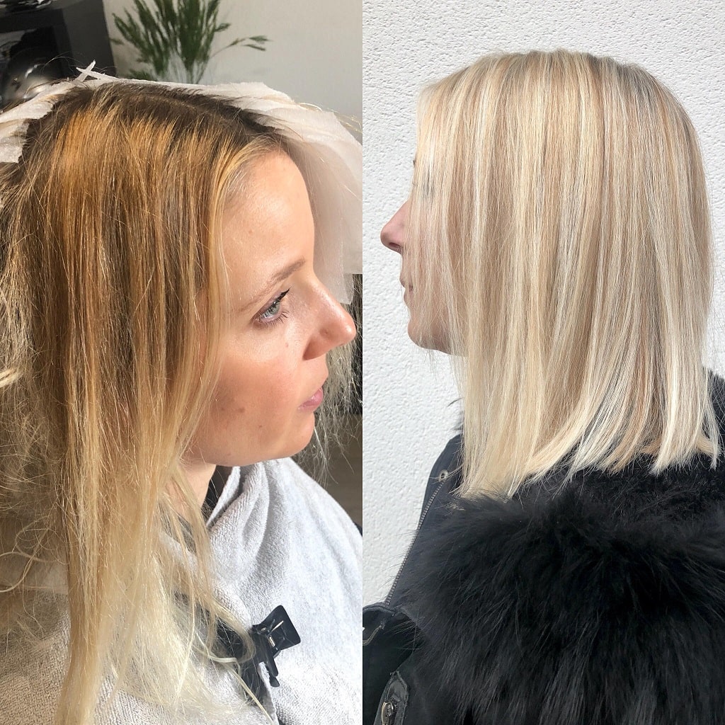 Avant et après la prestation chez Camille Beauty