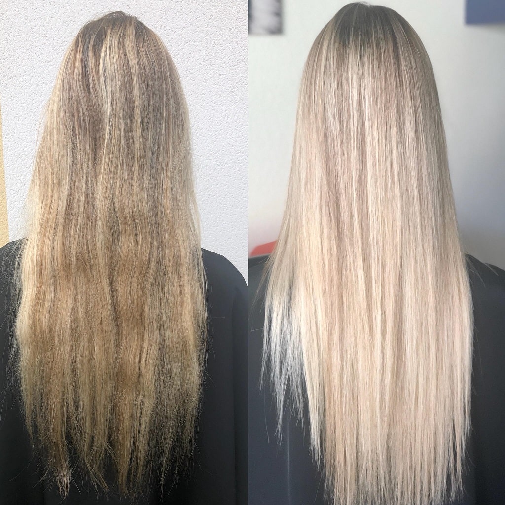 Avant et après la prestation chez Camille Beauty