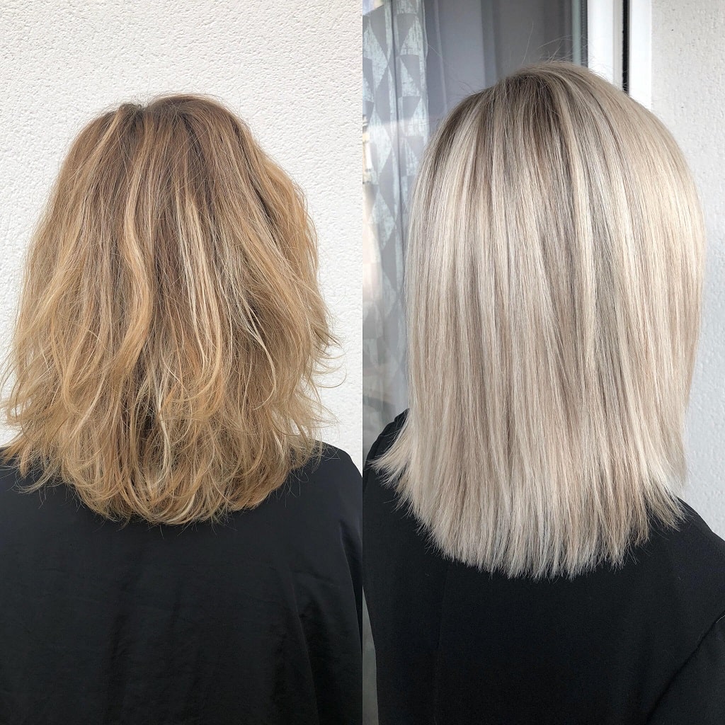 Avant et après la prestation chez Camille Beauty
