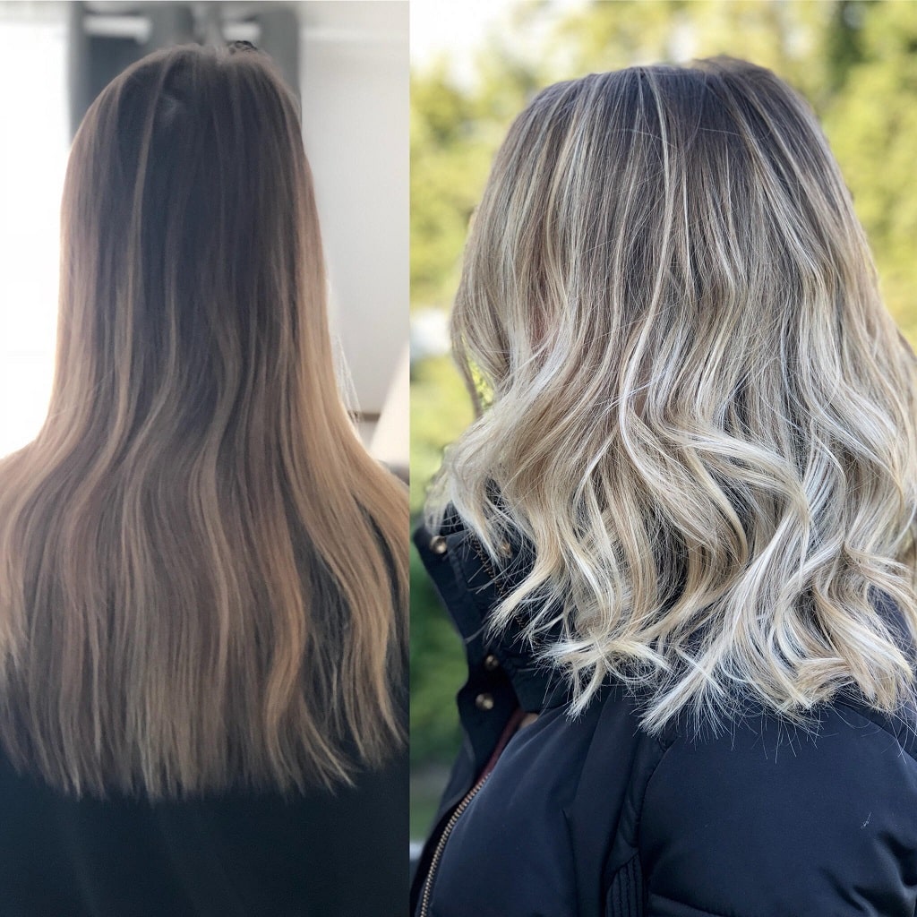 Avant et après la prestation chez Camille Beauty
